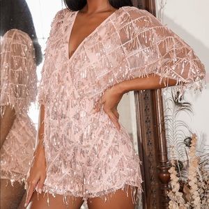 Lulus Rose Gold Sequin Fringe Romper